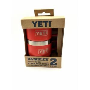 YETI RAMBLER 6 OZ ESPRESSO CUP STACKABLE MUGS- 2 PACK RESCUE RED - NEW